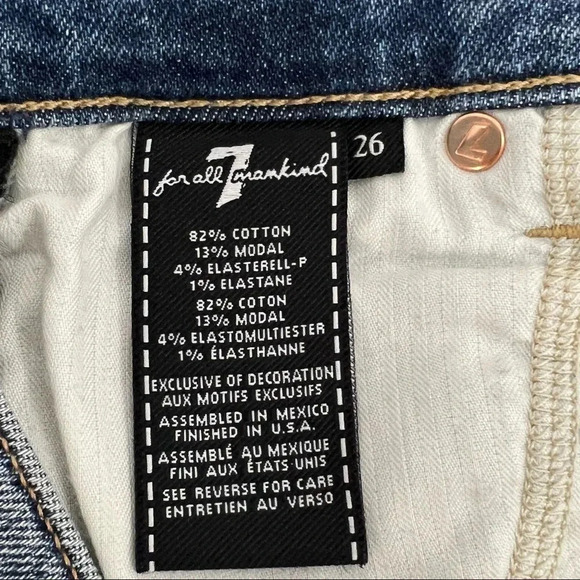 7 For All Mankind Luxe Vintage Skinny Jeans With Metallic Chevron Stripe Size 26 - Picture 11 of 12